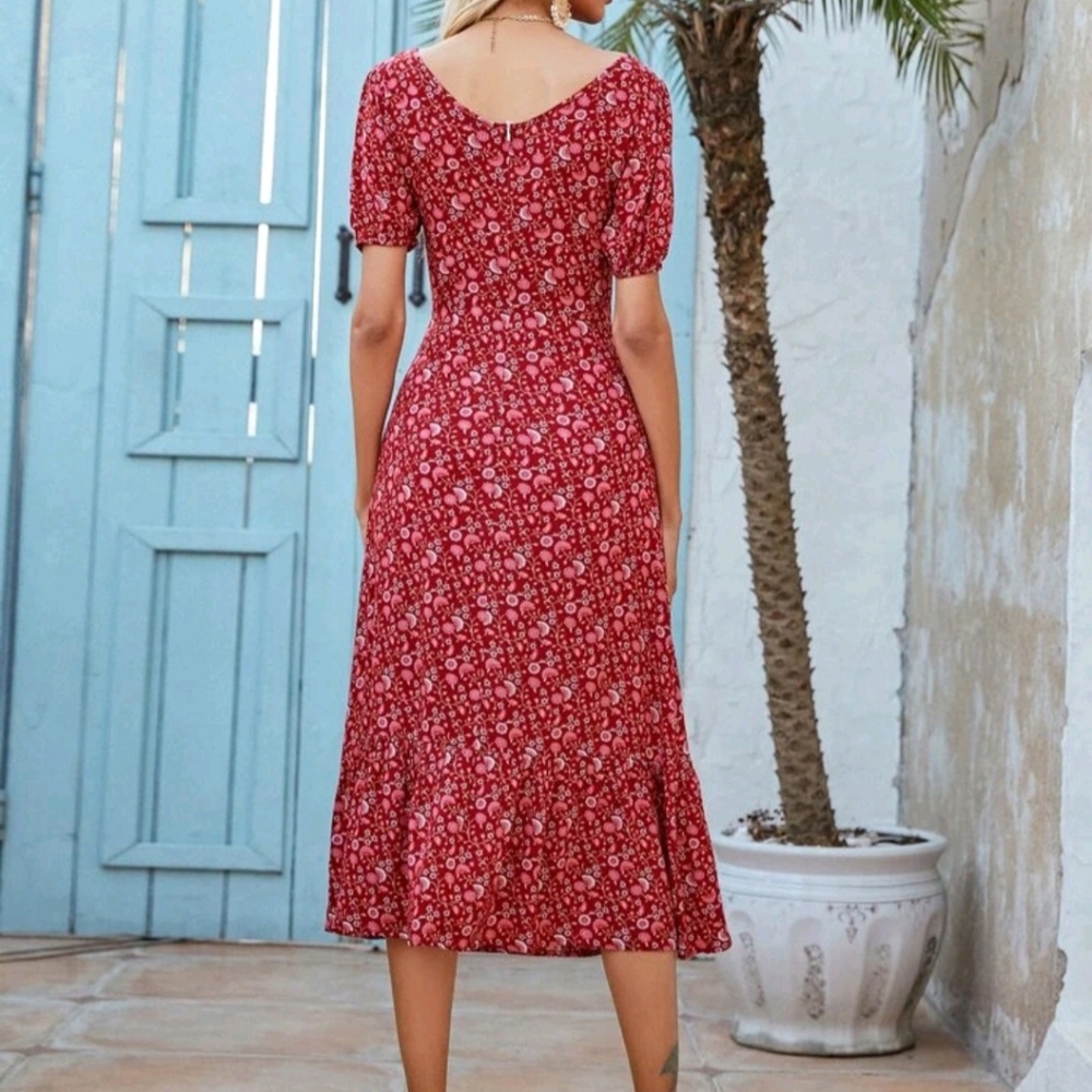 Red casual summer dress